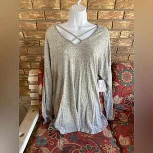 Criss Cross Sweater Top in Heather Grey sz S NWT